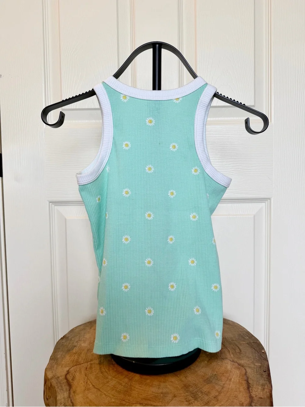 Old Navy Girls Ribbed Tank Top Bundle Size L 10-12 Pink Love Mint Daisy 2 Pack